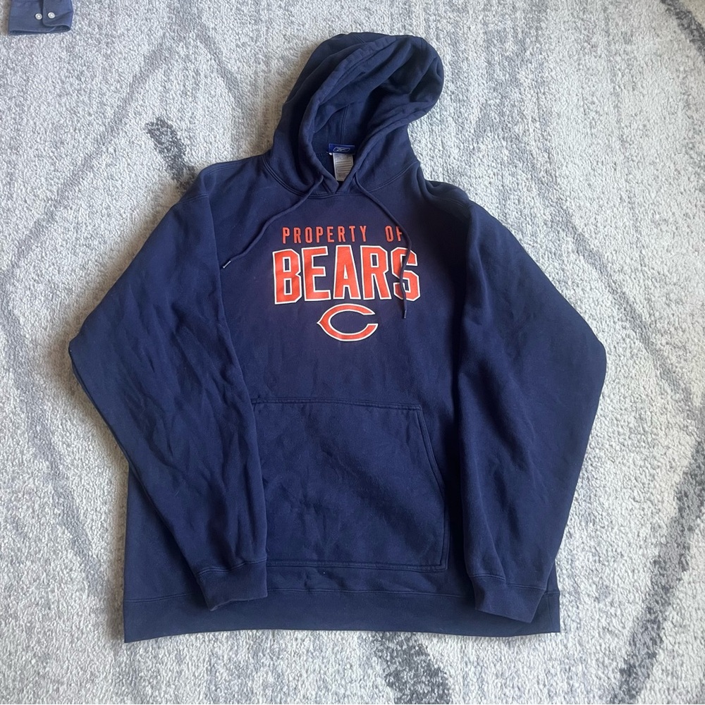 REEBOK Vintage Chicago Cubs Blue/Orange Baseball Hoodie Mens Size Large